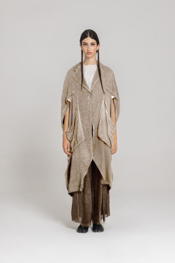 Sanctamuerte Capispalla Kimono Blazer Over Blazer Leinen