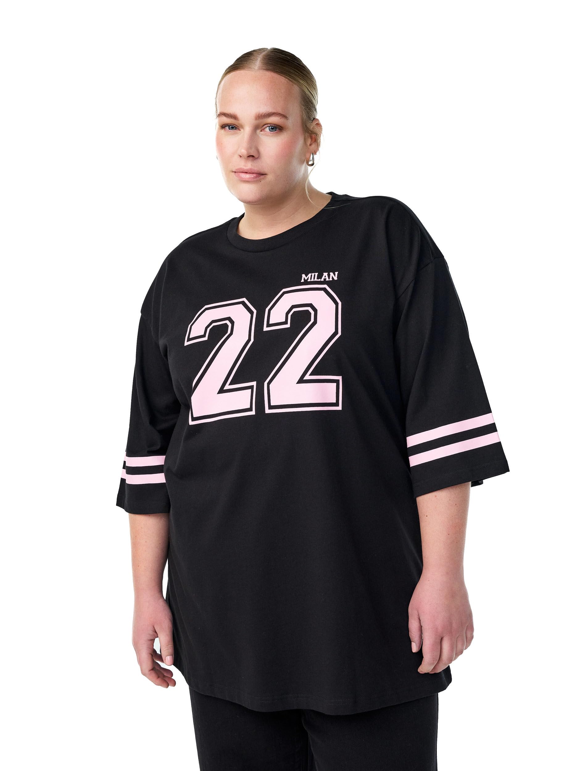 Zizzi T-Shirt Oversize Baumwolle College 3/4-Arm