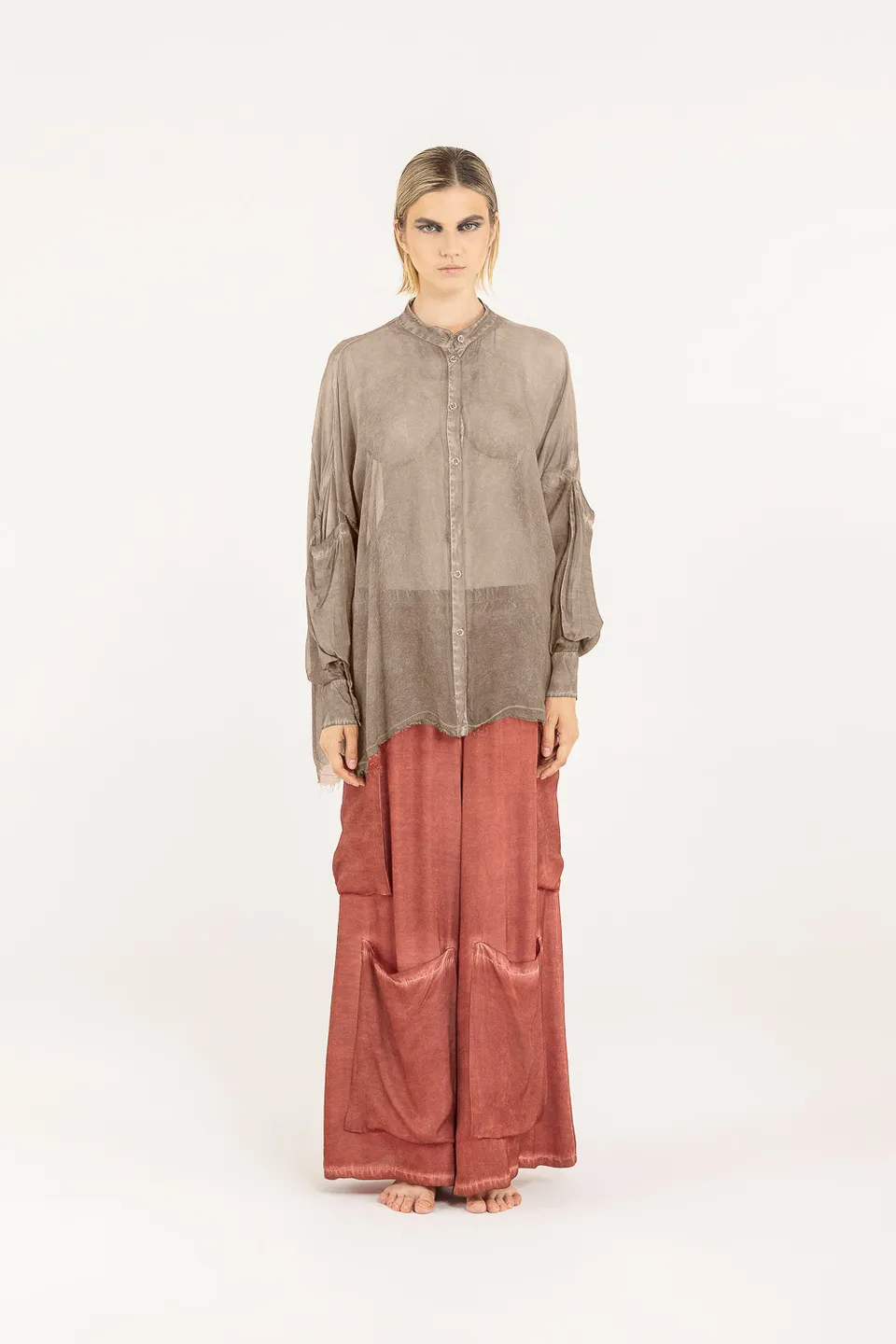 Sanctamuerte Camicia Boxy Over Bluse Viskose-Seide