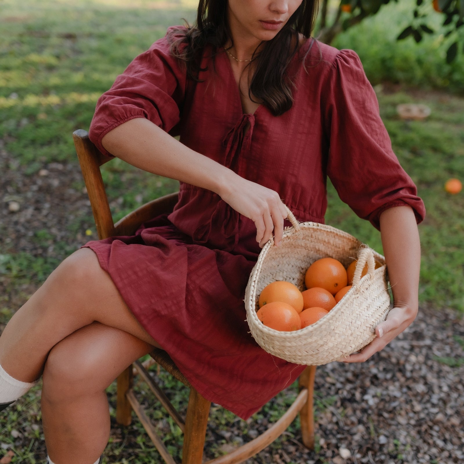 NORDLICHT Kaja Jacquardkleid Rot Bio-Baumwolle