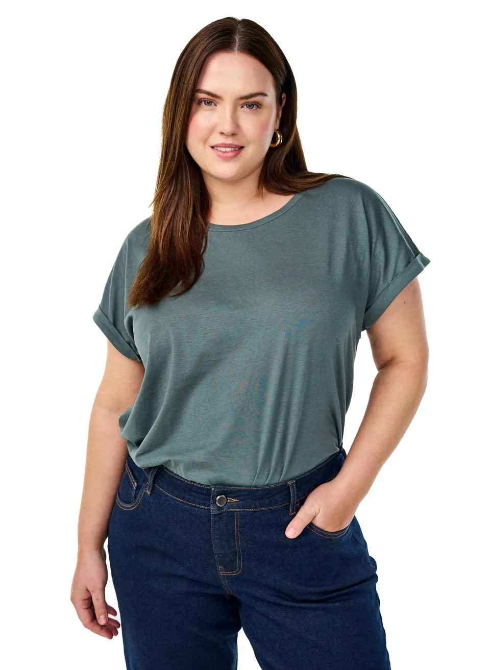 Zizzi Cotton T-Shirt Rundhals Schwarz Große Größen