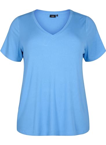 Zizzi T-Shirts T-Shirt Viskose Ripp V-Ausschnitt 42-60