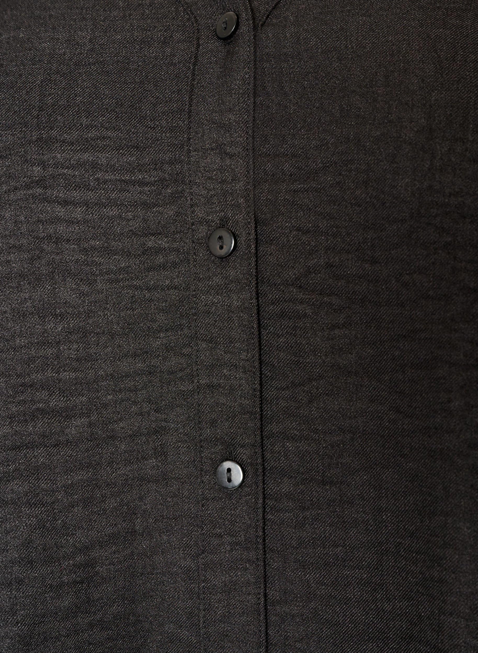Zizzi Hemdbluse V-Ausschnitt Langarm Schwarz Große Größen