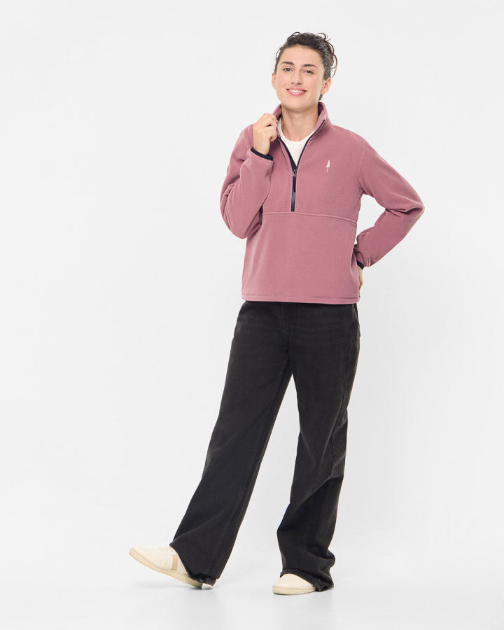 NIKIN TreeFleece Quarter Zip Damen Pullover Astrodust Fleece