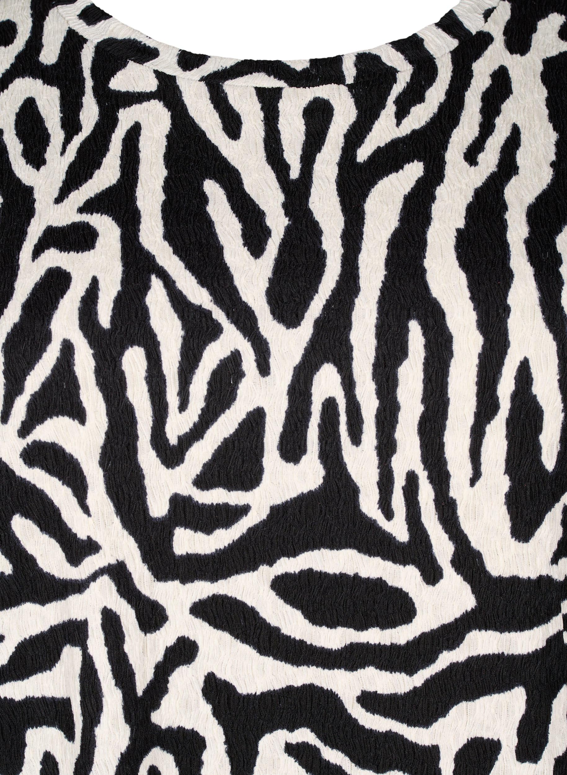 Zizzi Bluse Zebra Kurzarm Rundhals Bluse normale Passform