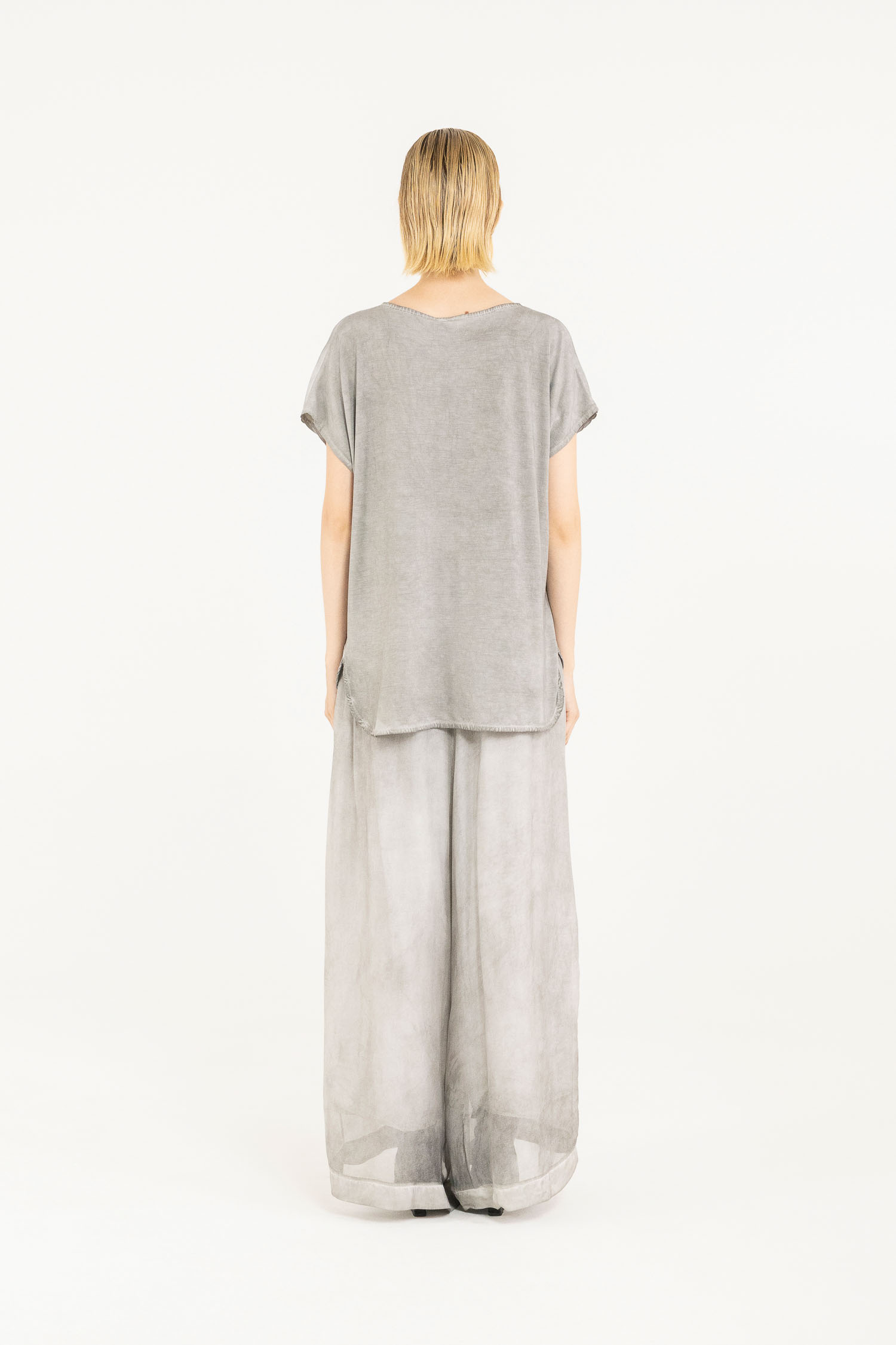Sanctamuerte T-Shirt TShirt V-Ausschnitt Viskose-Satin