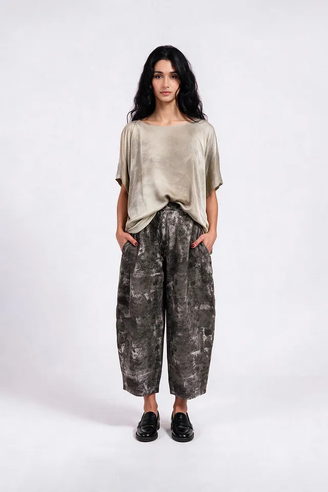 Sanctamuerte Pantaloni Pantalone Floreale Grigio Hose Balloon Grau