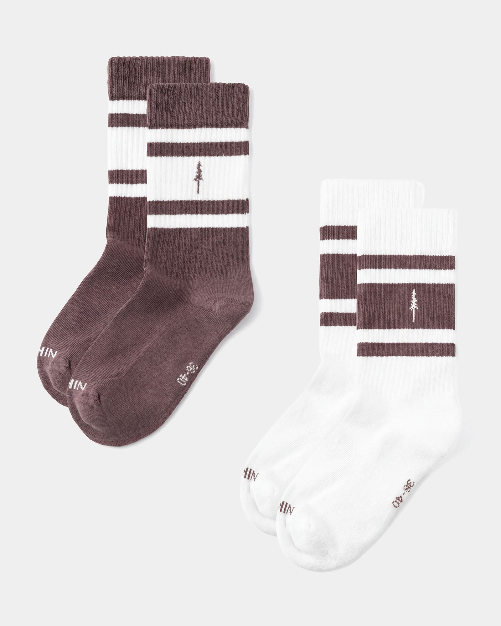 NIKIN TreeSocks Ribbed Striped Socken 2er-Pack Cocoa Bio