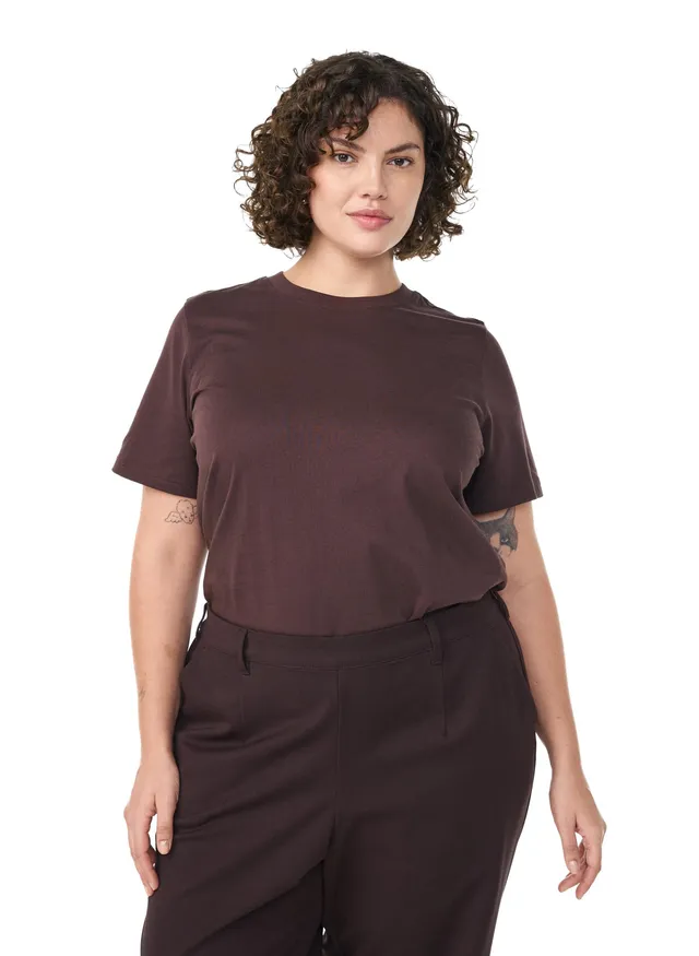 ZIZZI T-Shirt Baumwolle Kurzarm Gr 50-52 Schwarz Shirt