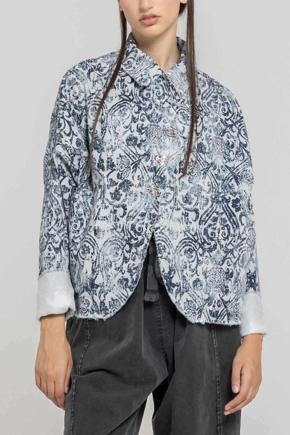 Sanctamuerte Capispalla Blazer Over Blazer Barockmuster Tencel
