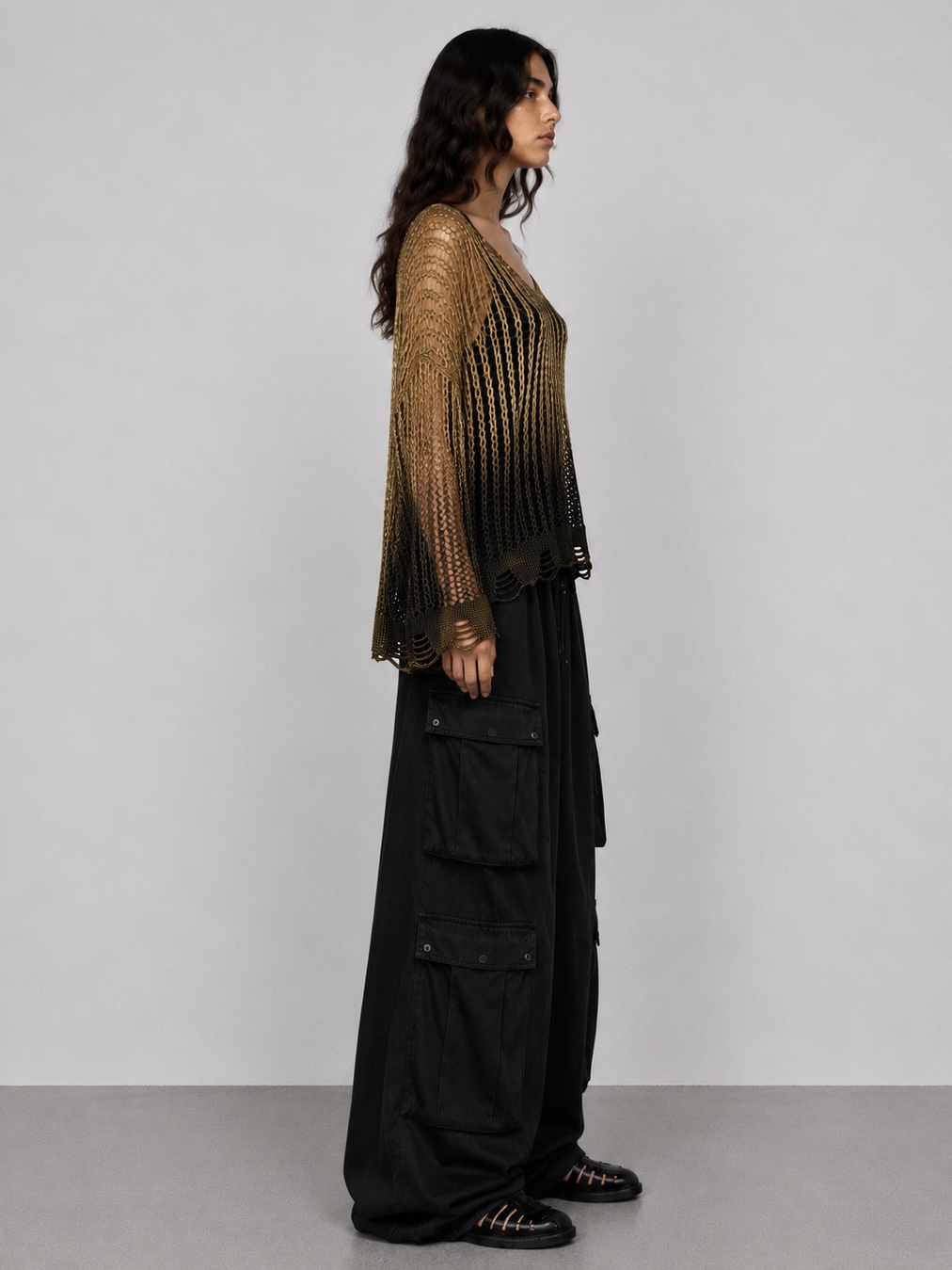 Sanctamuerte Maglieria Maxi Maglia Over Pullover V-Ausschnitt