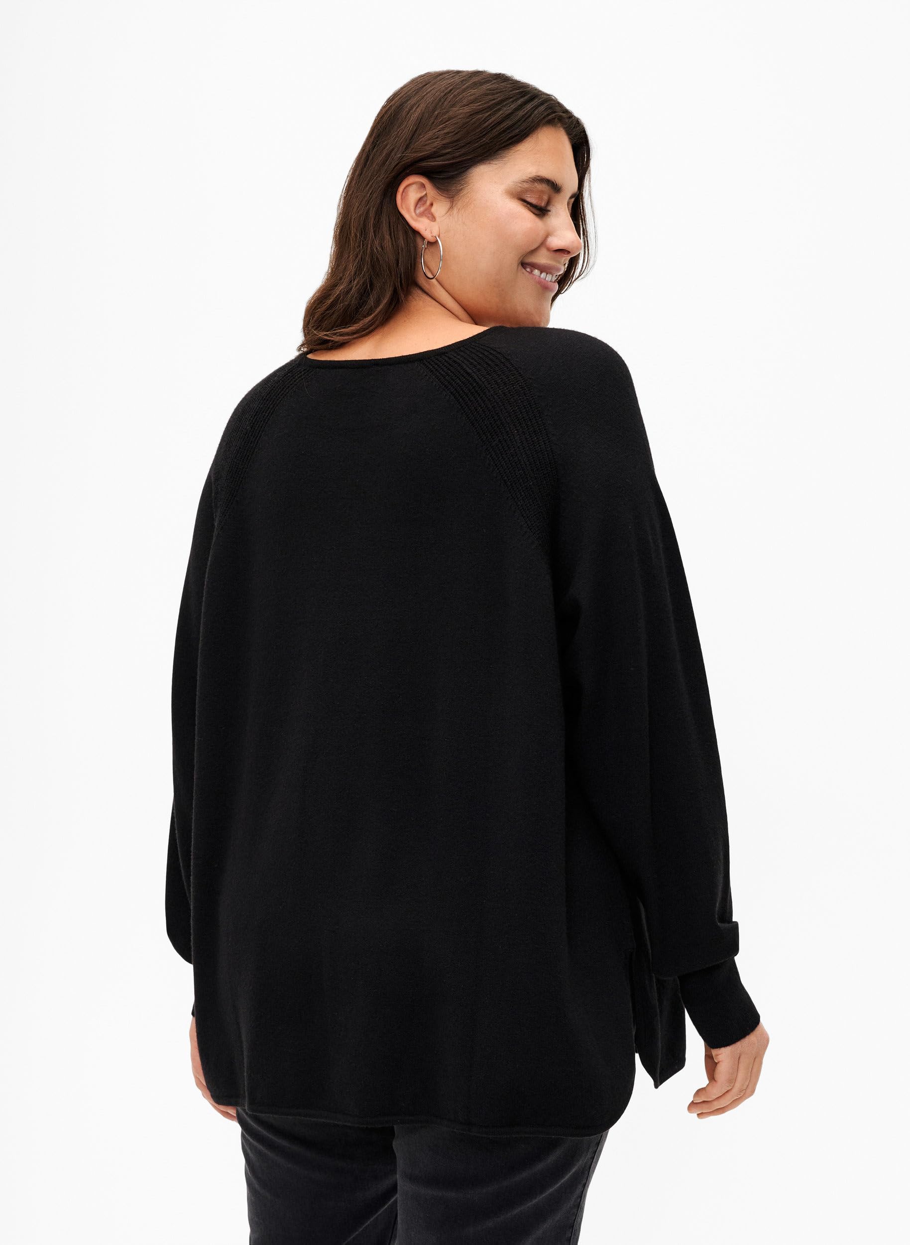 Zizzi Strickbluse Rundhals Pullover Große Größen Ecovero
