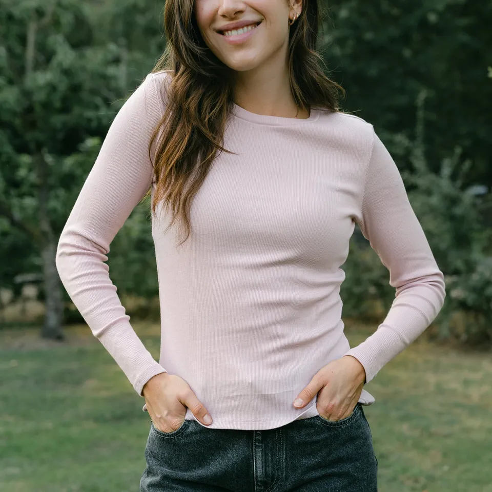 NORDLICHT Lica Ripp Langarmshirt Rosa Bio