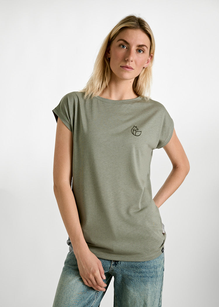 Wijld Elena Green Fox Damen T-Shirt Holzfaser
