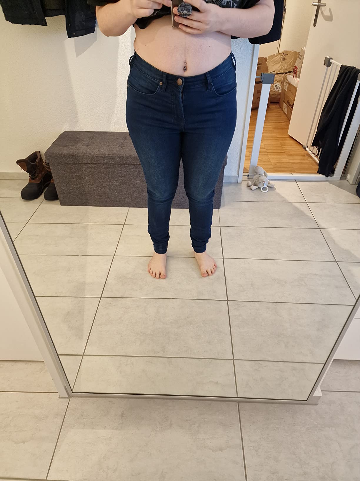 Zizzi Amy Super Slim Jeans Damen Schwarz Stretch
