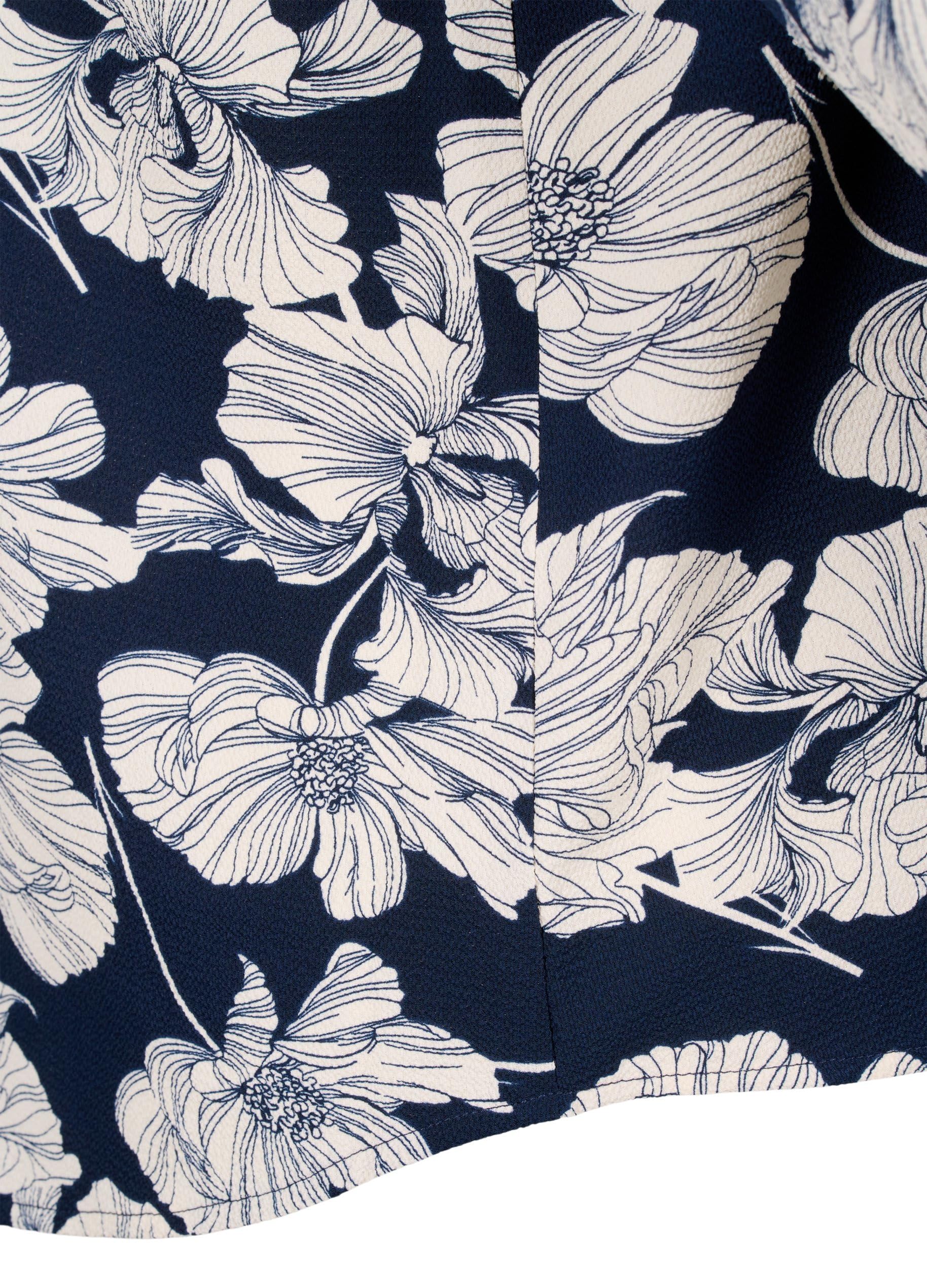 Zizzi Hemdbluse V-Ausschnitt Print Langarm