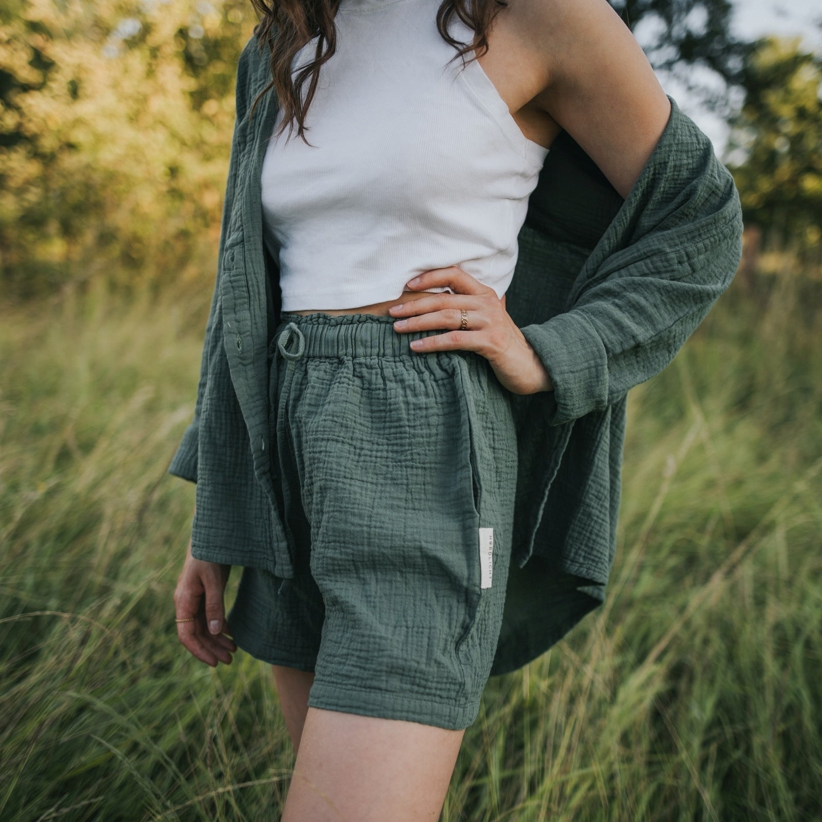 Nordlicht Leja Musselin Shorts Damen Grün locker