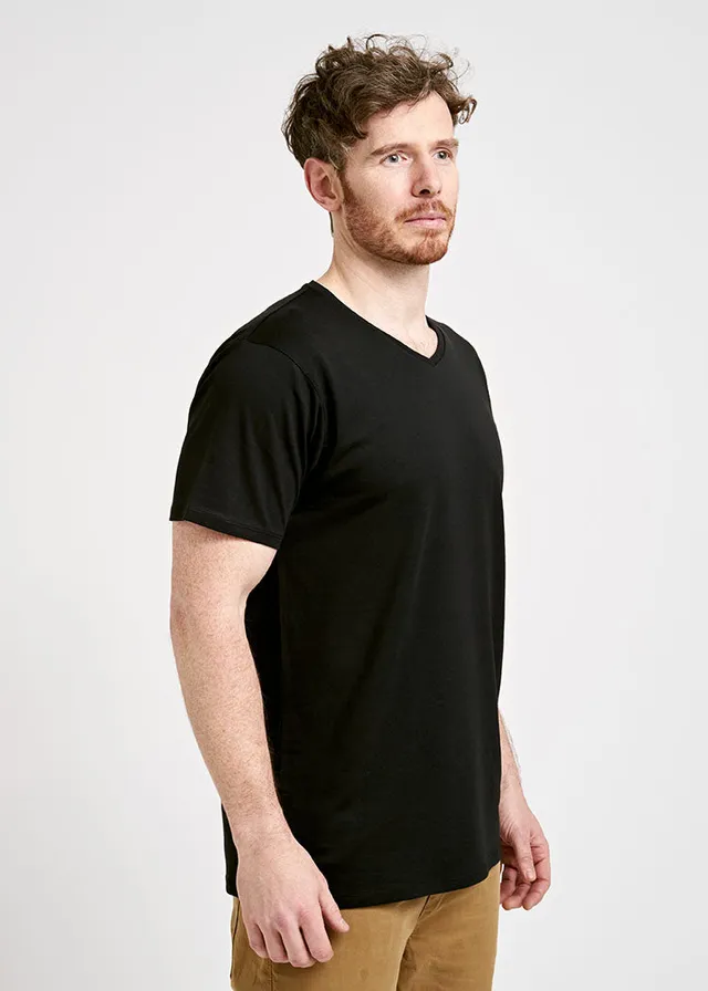 Wijld Alex V-Ausschnitt Herren T-Shirt Schwarz