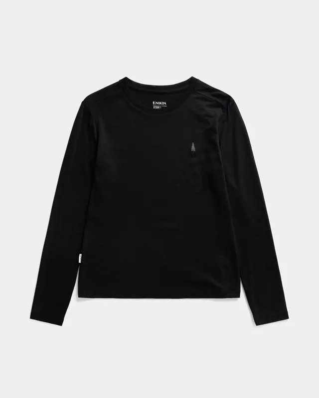NIKIN TreeShirt Longsleeve Wool Slim Damen Langarmshirt Schwarz Merino