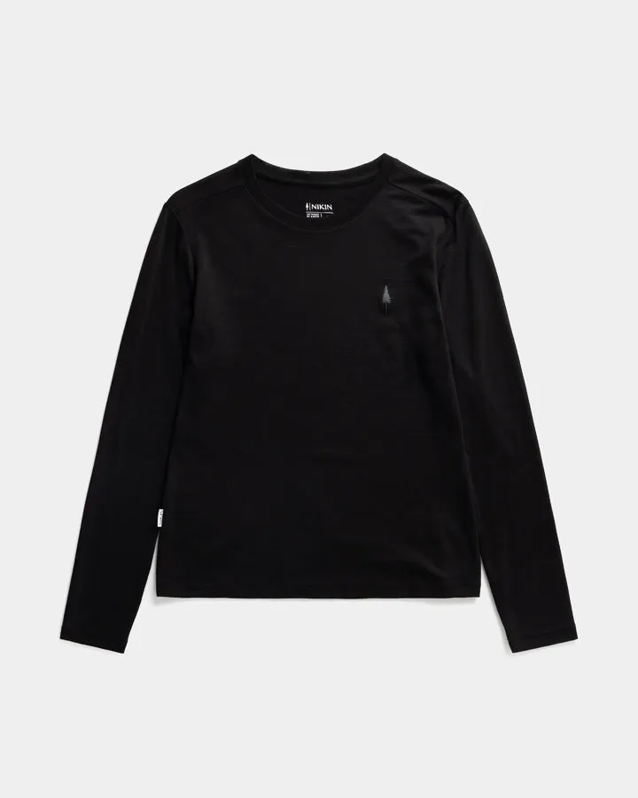 NIKIN TreeShirt Longsleeve Wool Slim Damen Langarmshirt Schwarz Merino