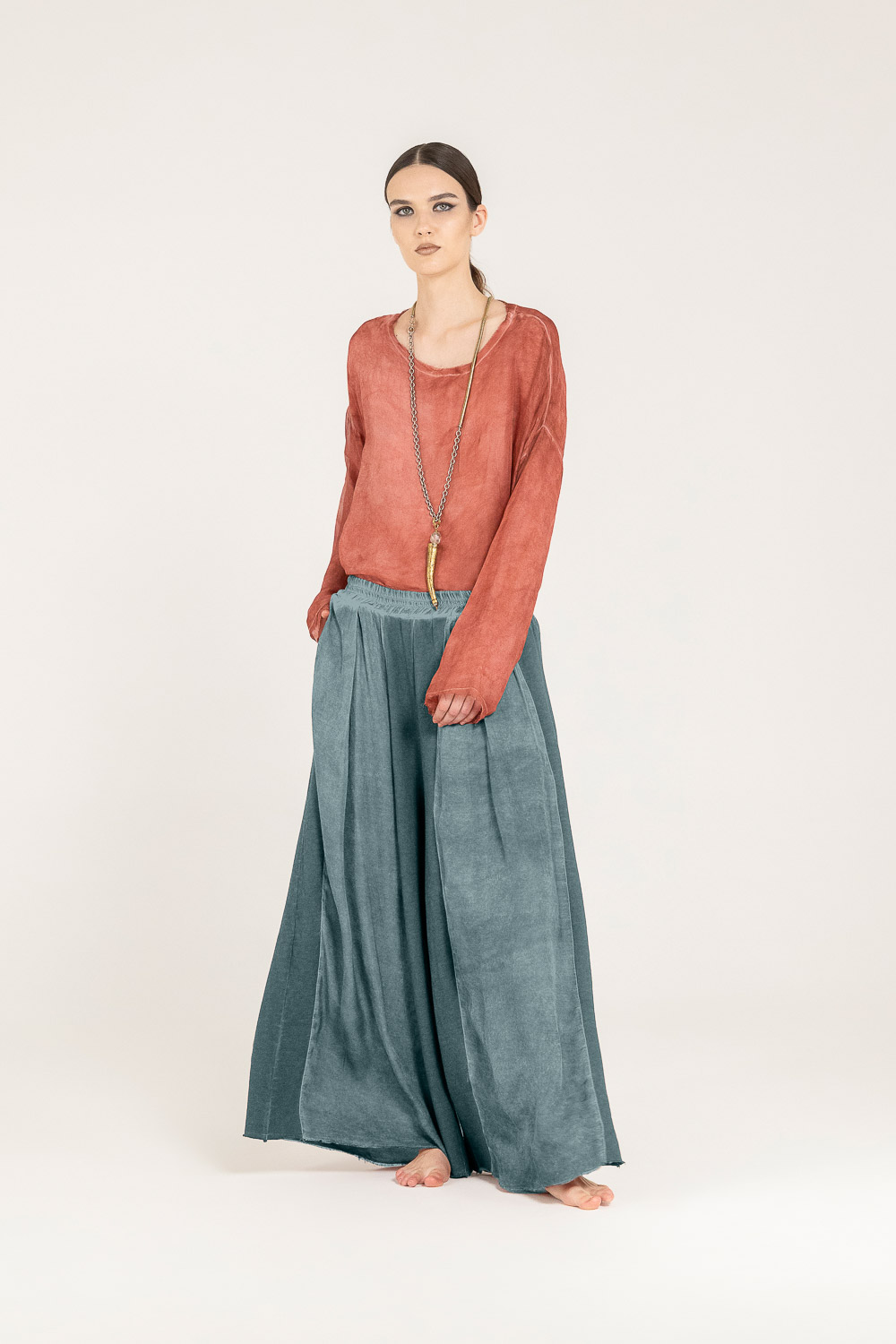 Sanctamuerte Pantaloni Loose Fit Hose Palazzo Viskose
