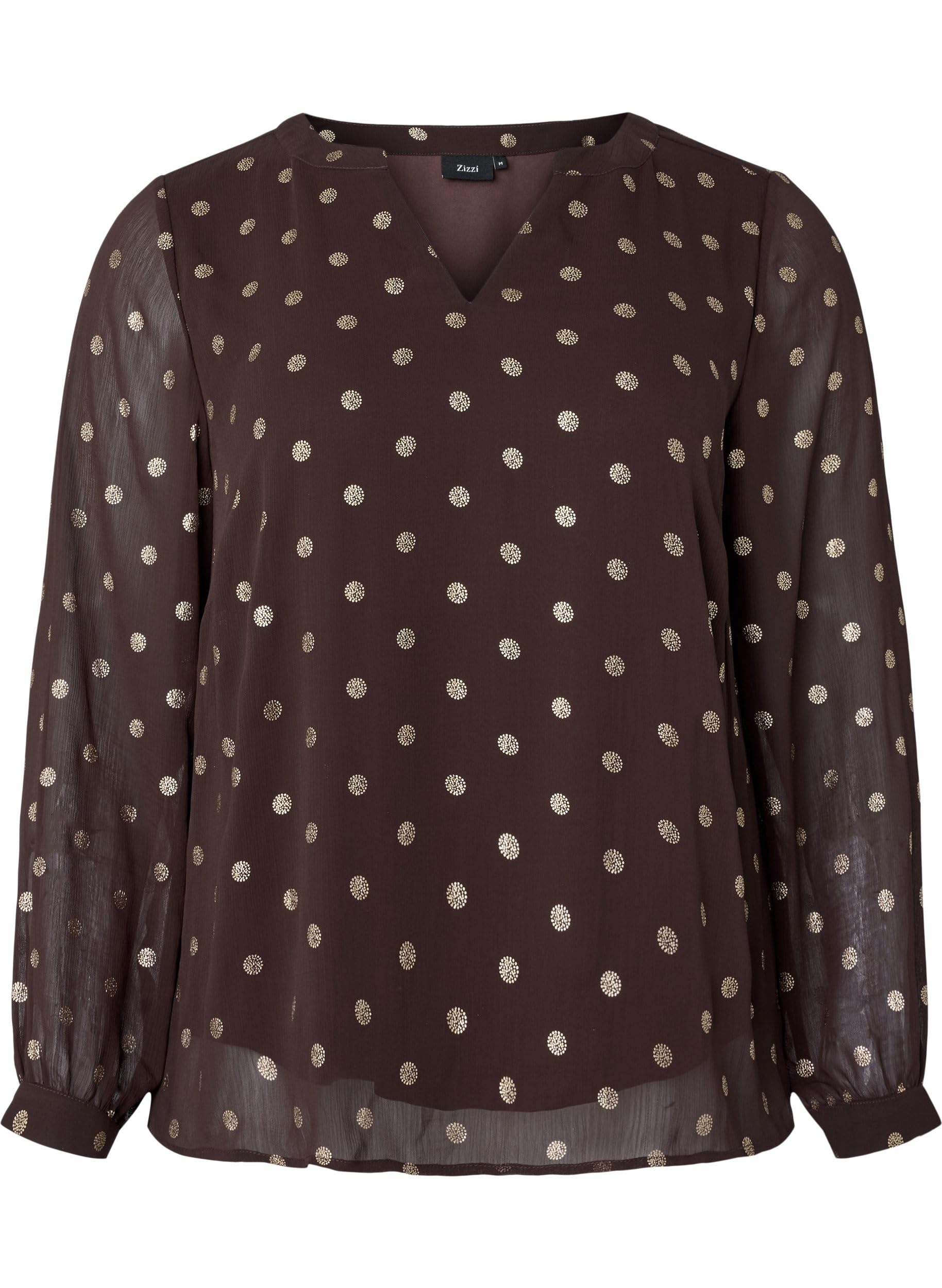 Zizzi Bluse Allover-Print V-Ausschnitt Langarm Große Größen