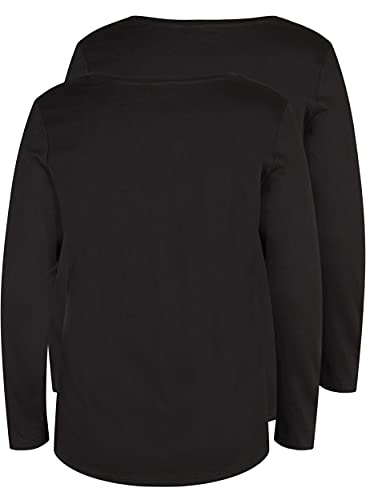 Zizzi Blouses Bluse Damen 2er Pack Schwarz Baumwolle