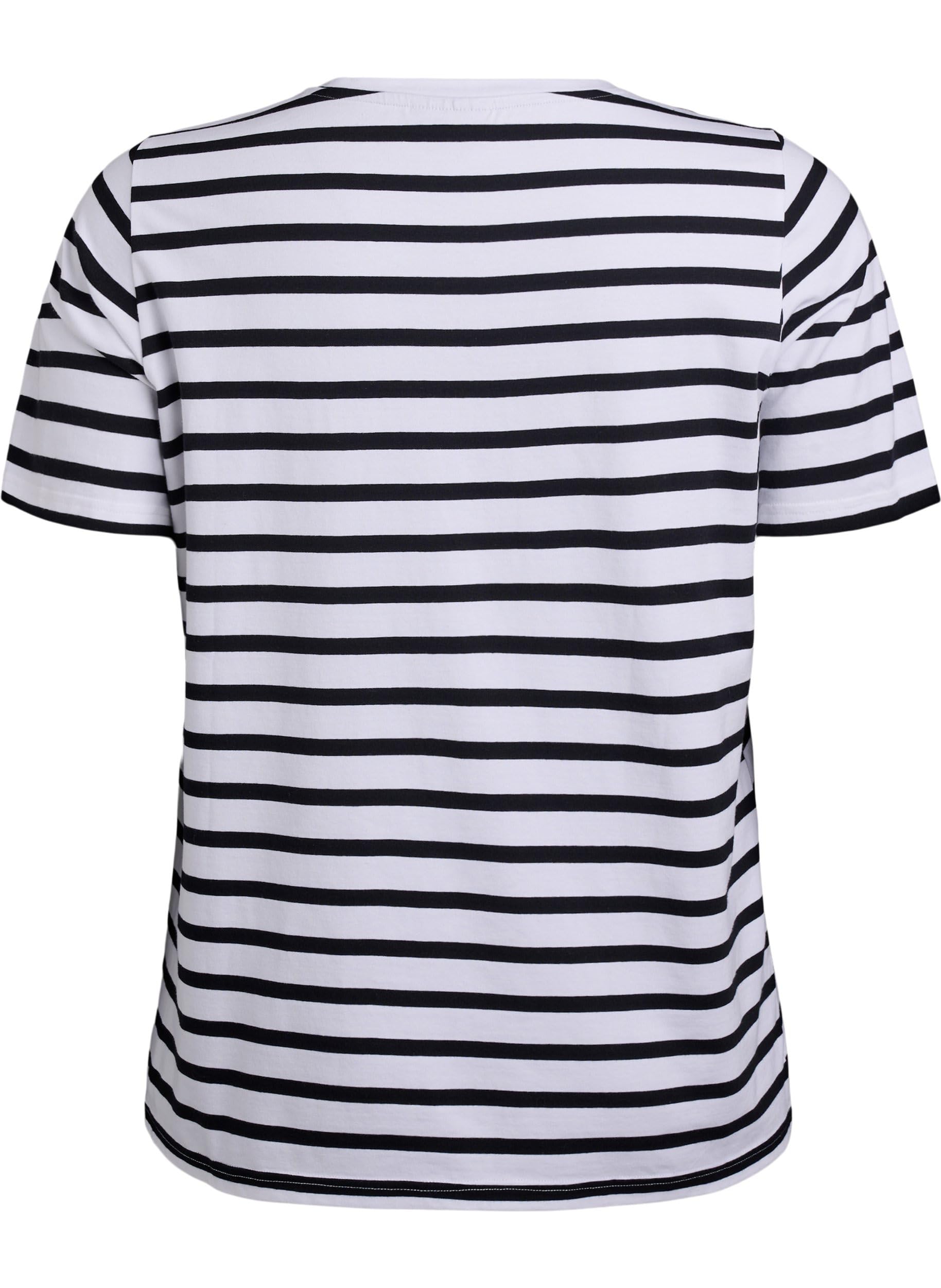Zizzi T-Shirt Baumwolle Streifen Rundhals Große Größen