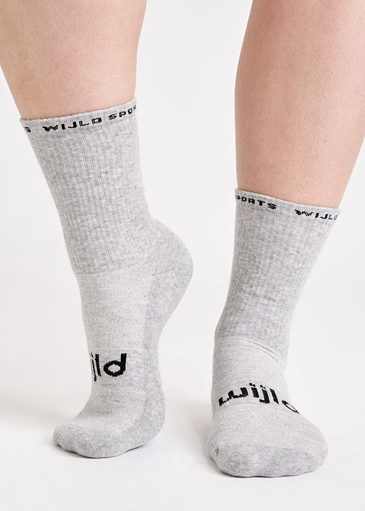 Wijld Woodsocks Tennissocken Sport Socken Hellgrau Lyocell 39-42