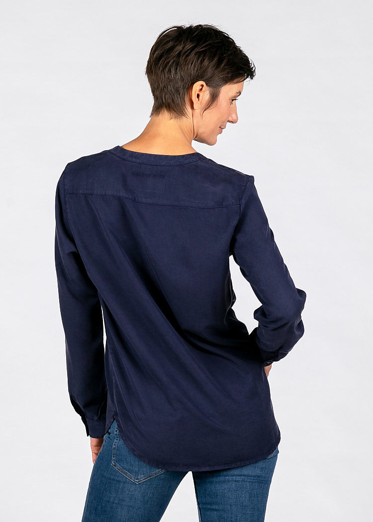 Wijld V-Ausschnitt Bluse Maritim Blue Damen Lyocell