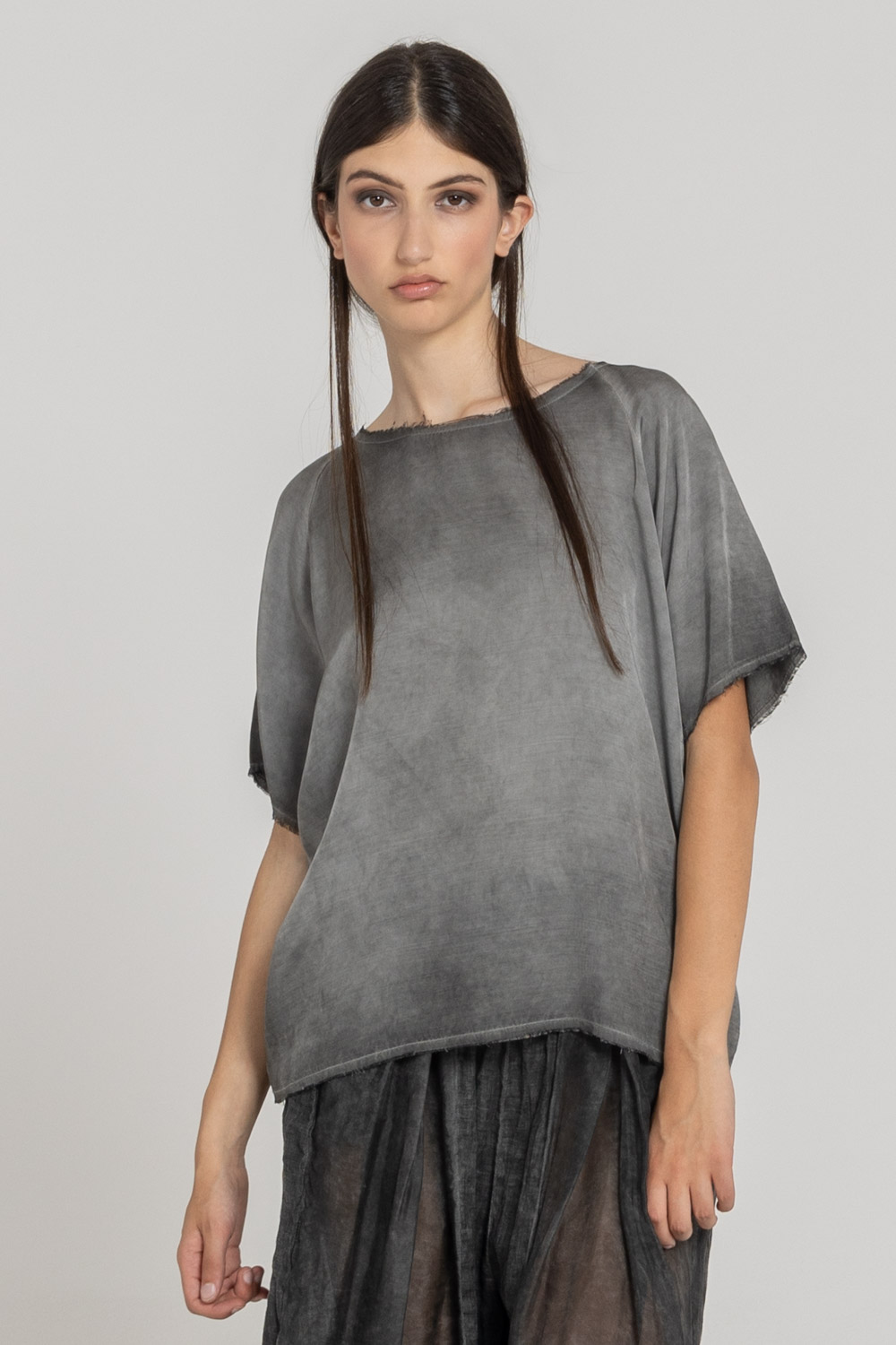 Sanctamuerte T-Shirt Over T-Shirt Kurzarm Viskose-Satin