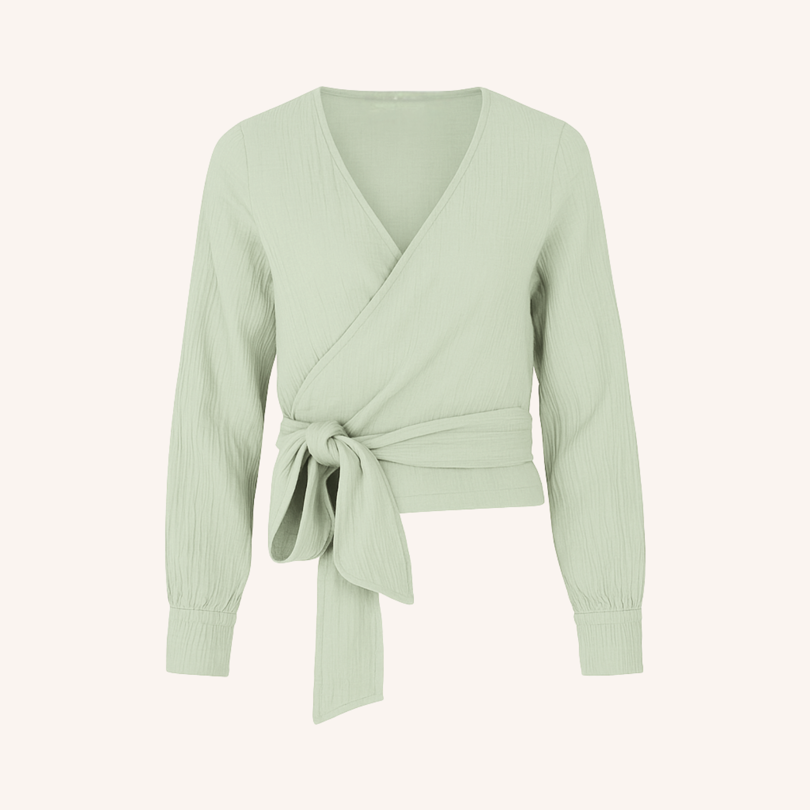 NORDLICHT Freda Musselin Wickelbluse Salbei Bio-Baumwolle