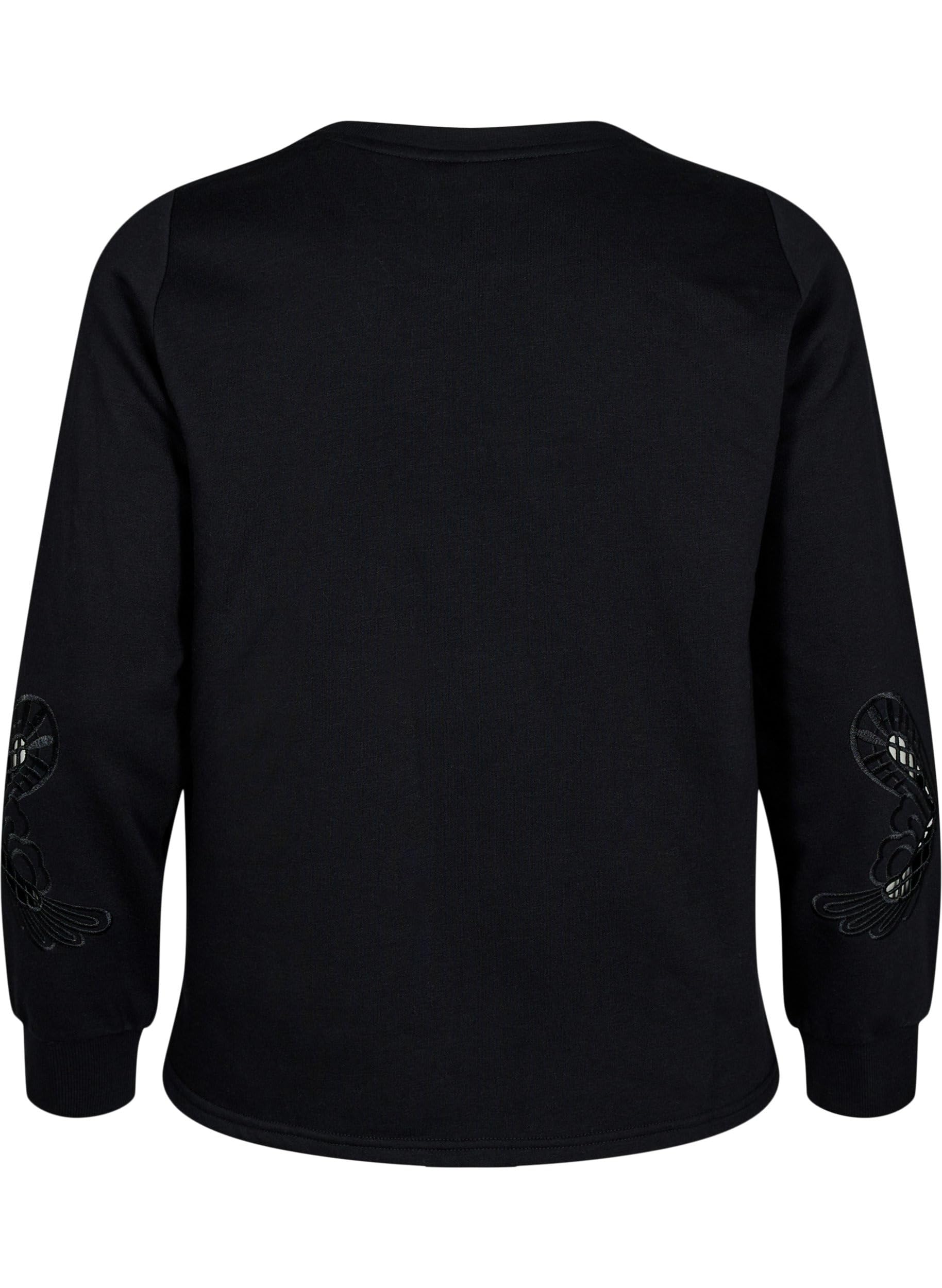 Zizzi Sweats Sweatshirt Stickerei Cut-Outs große Größen