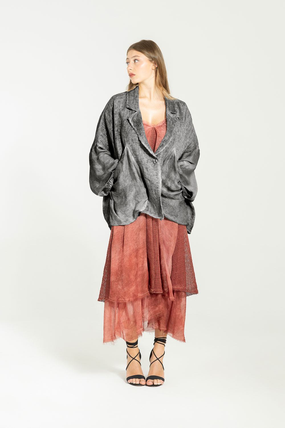 Sanctamuerte Capispalla Blazer Boxy Over Leinen weit