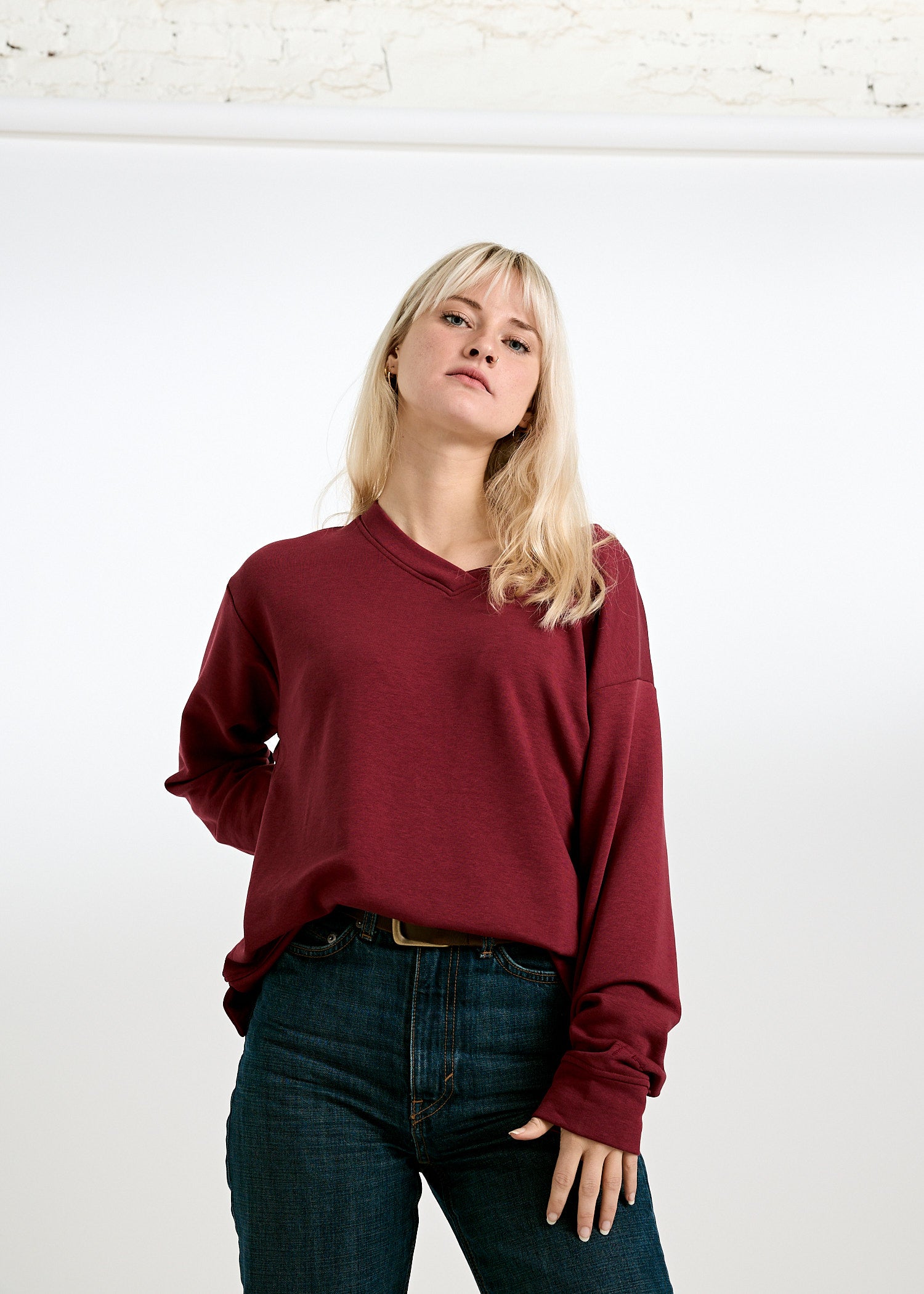 Wijld Ada Tibetan Red Damen Sweater V-Ausschnitt
