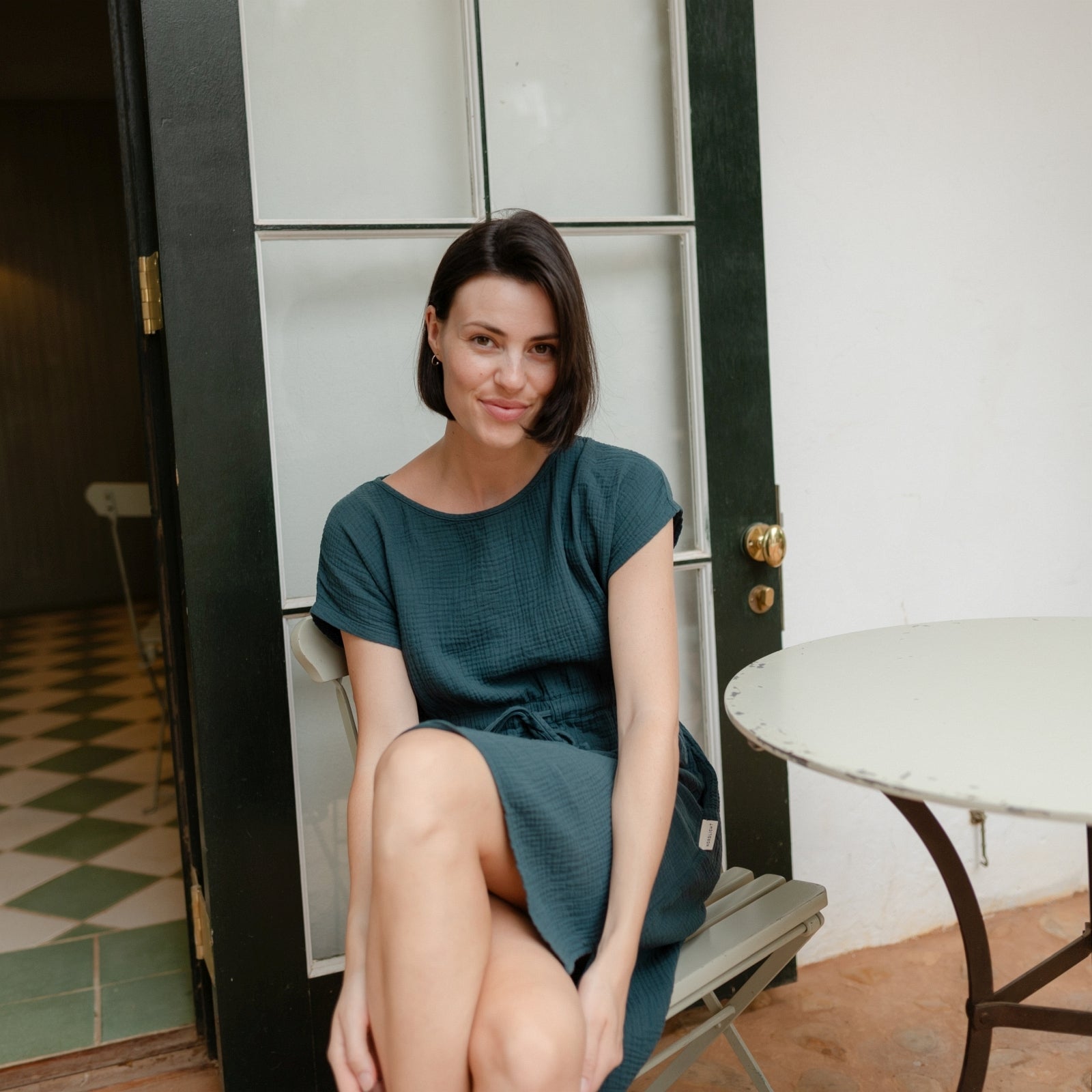 Nordlicht Eleni Musselin Kleid Knielang Grün