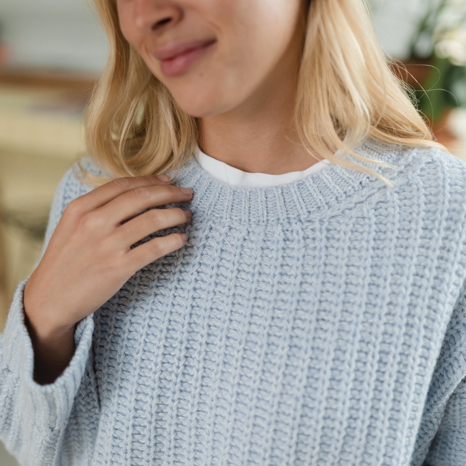 NORDLICHT Mara Wollpullover Hellblau Recycling-Wolle