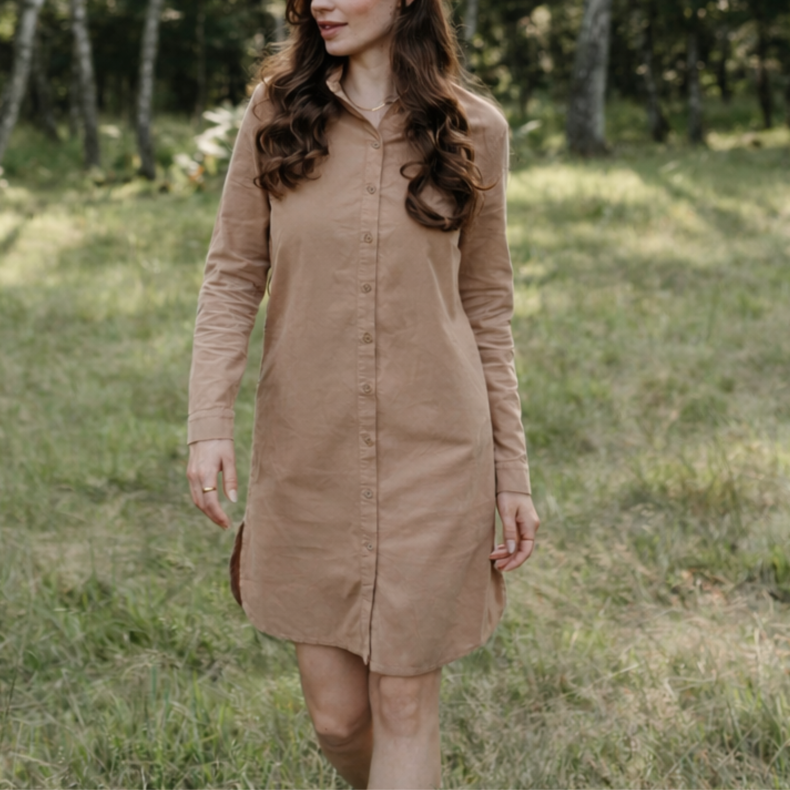 NORDLICHT Enna Cord Kleid Braun Bio-Baumwolle