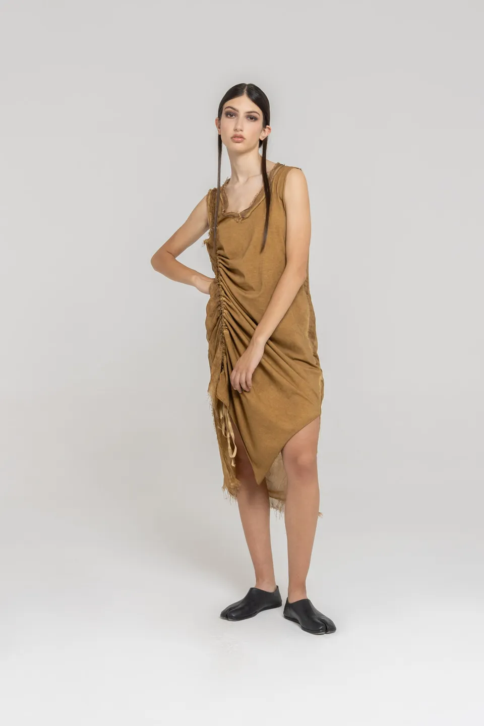 Sanctamuerte Abiti Abito Lungo Smanicato Kleid Baumwolle