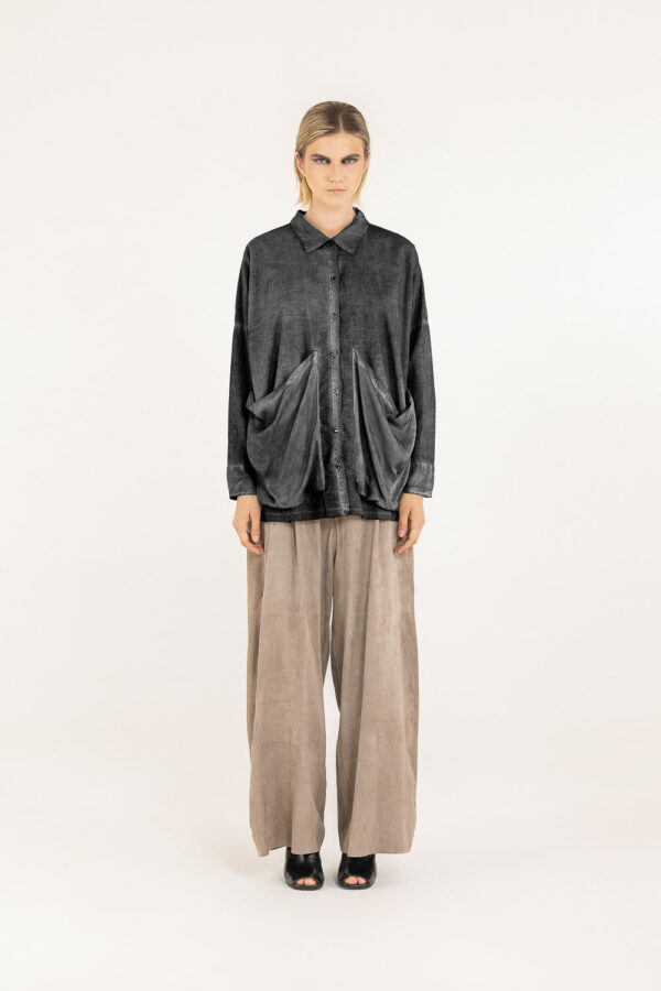 Sanctamuerte Over Boxy Bluse Musselin Taschen