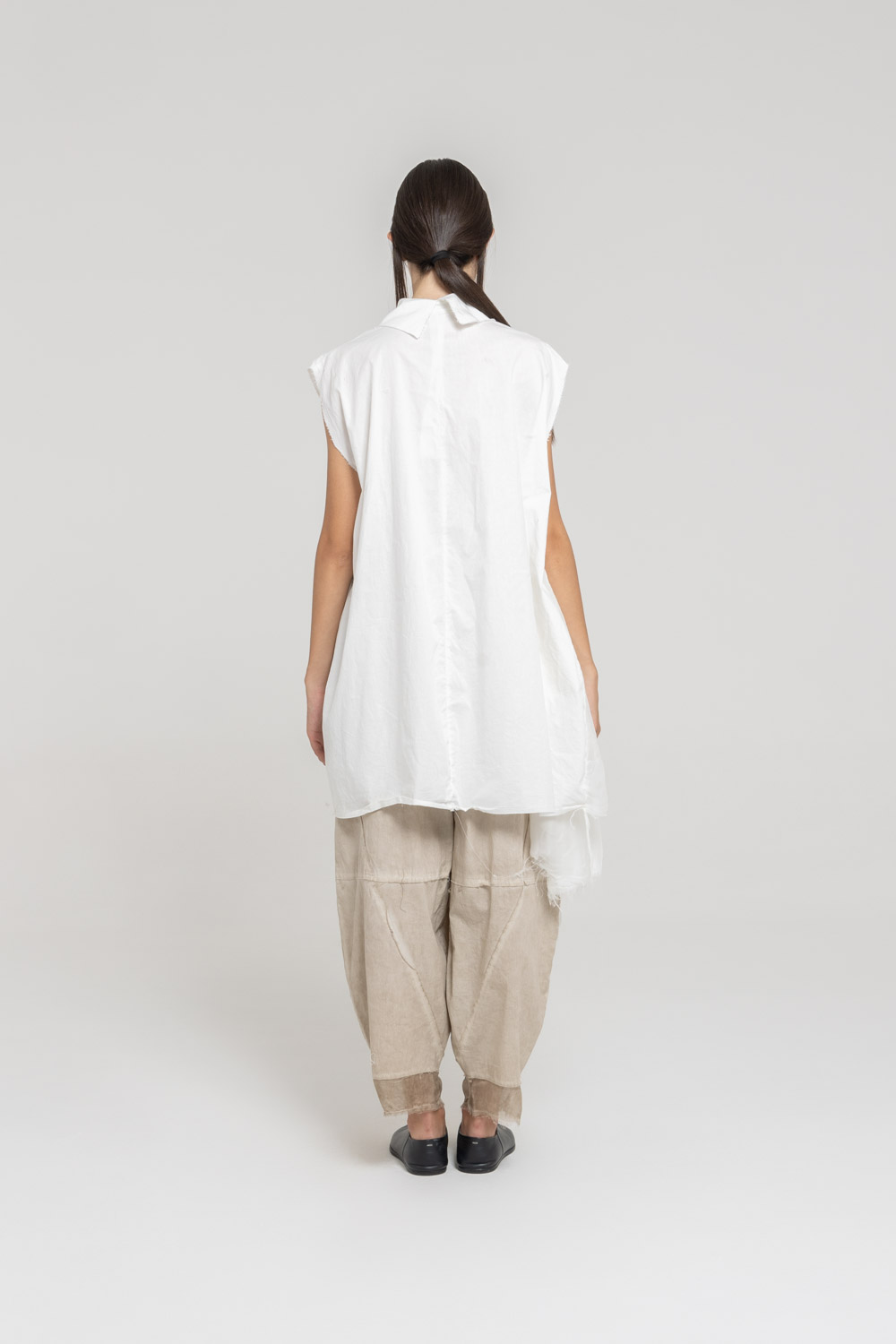 Sanctamuerte Camicie Hemdkleid Baumwolle Asymmetrisch Ärmellos
