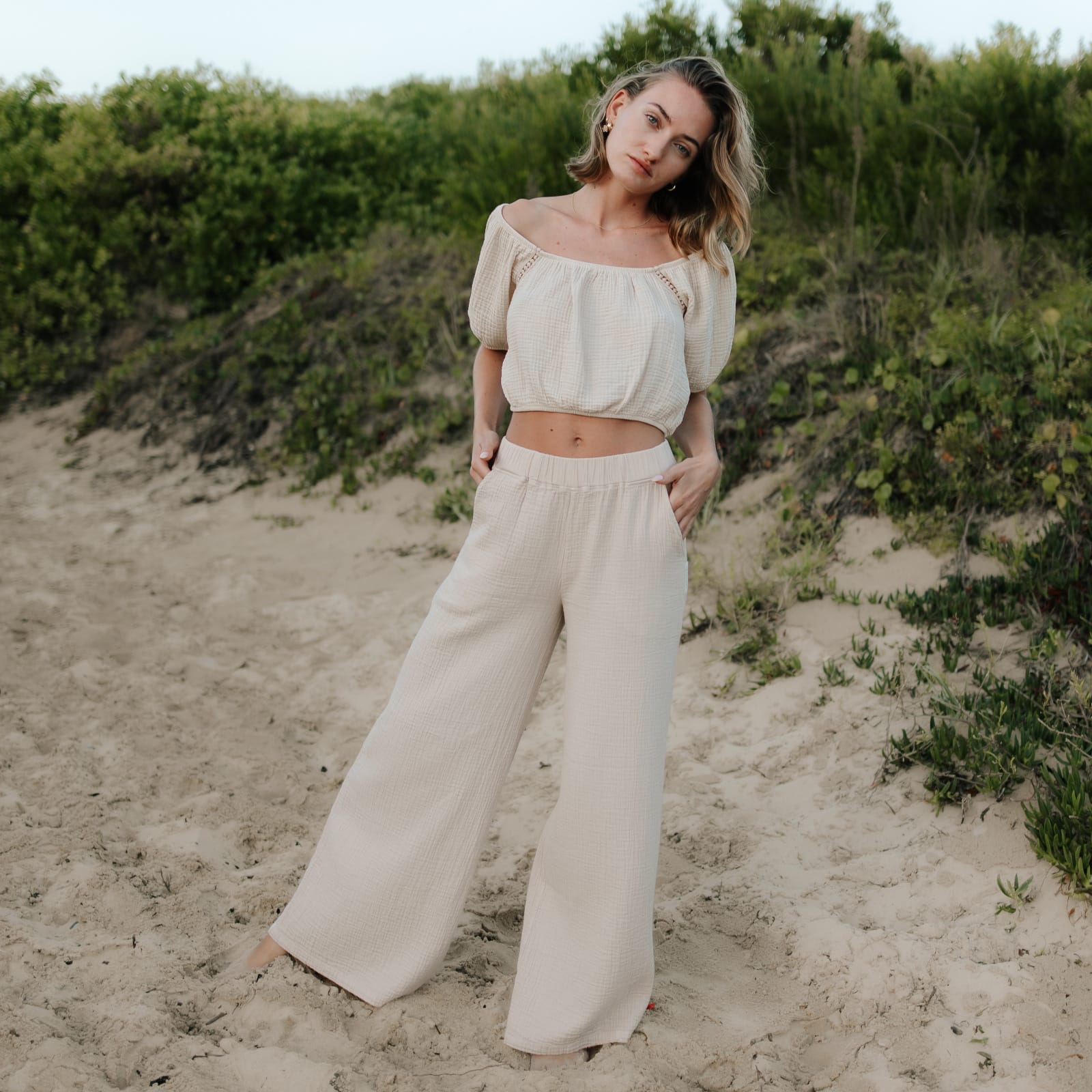 Nordlicht Mailin Musselin Crop Top Rüschen