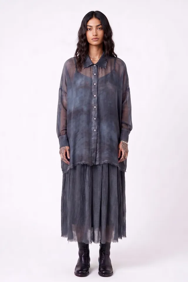 Sanctamuerte Camicie Boxy Bluse Viskose-Seide oversize