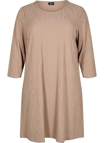 Zizzi Kleid Struktur 3/4-Ärmel Rundhals kurz