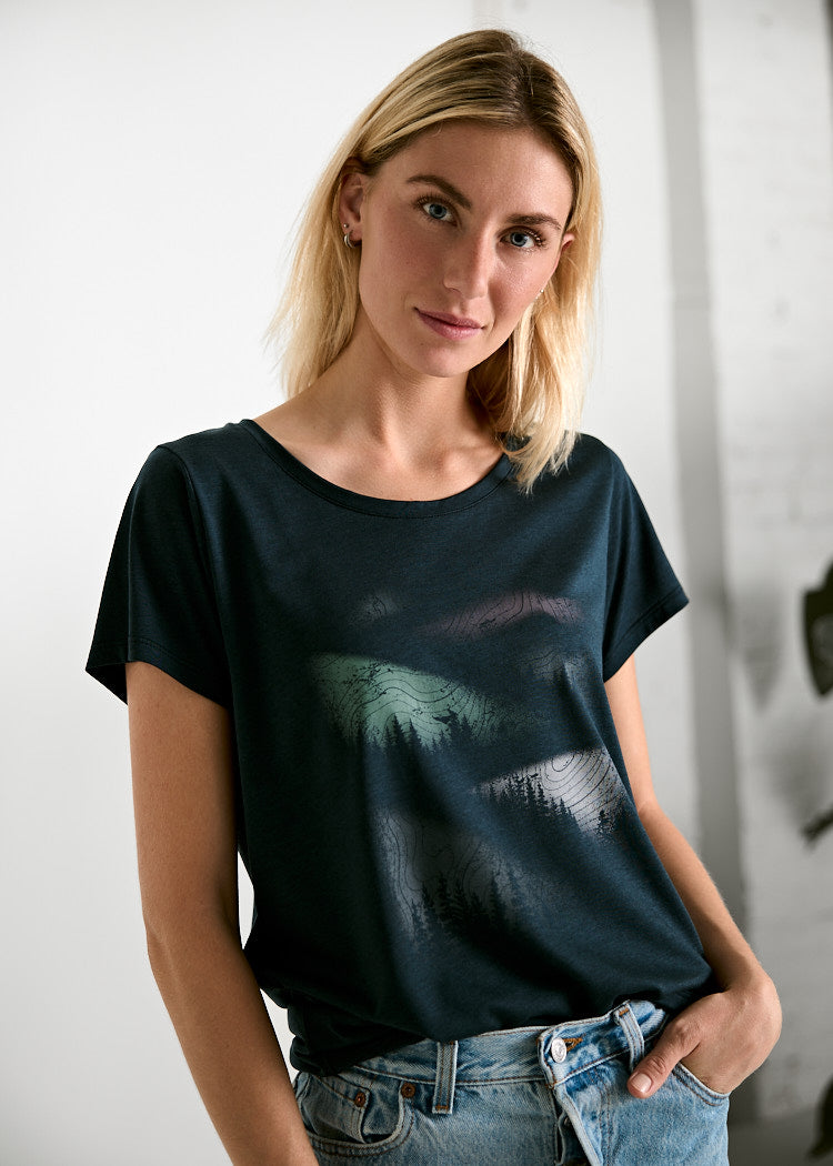 Wijld Lena Brushed Fields Damen T-Shirt Holzfaser