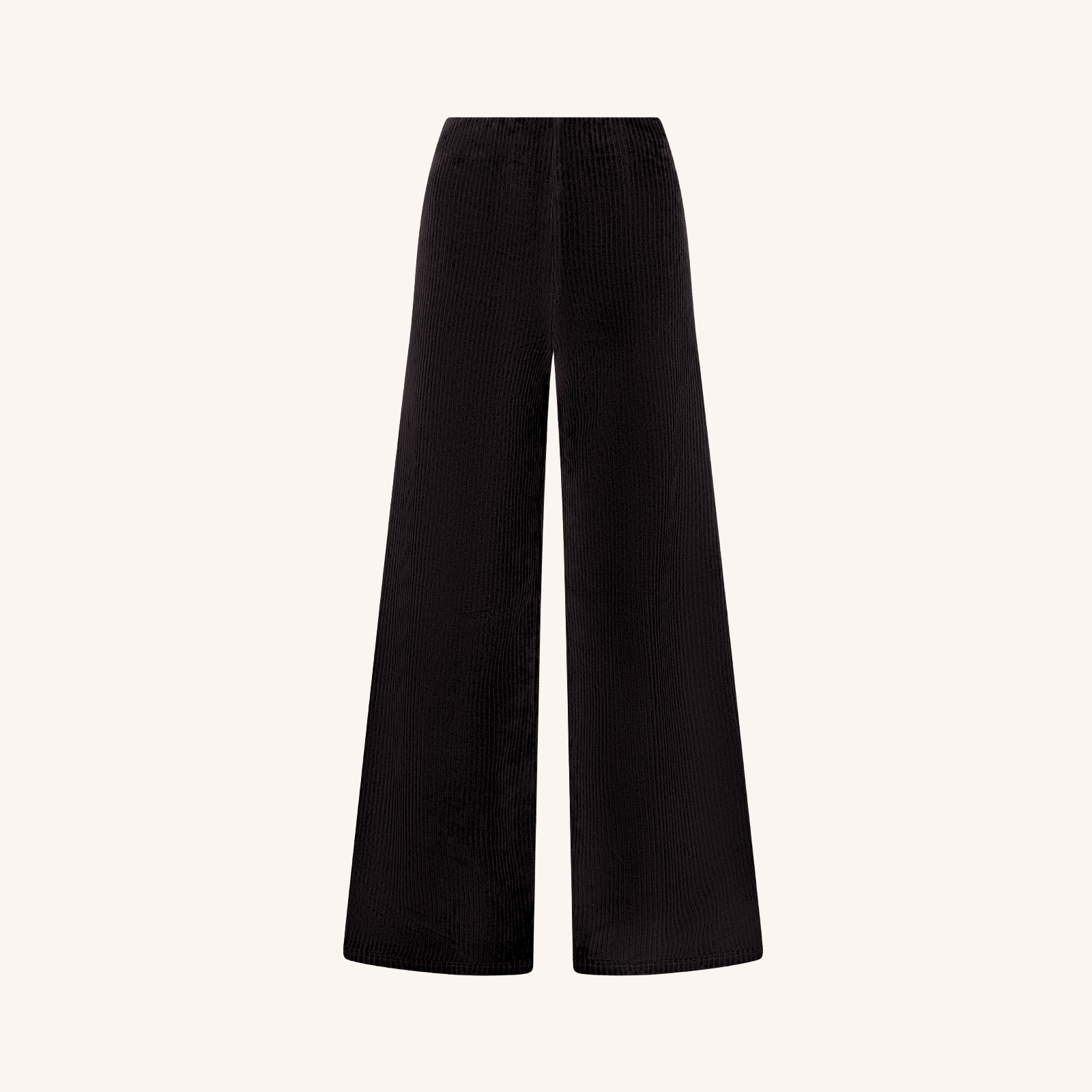 NORDLICHT Lova Cord Jersey Hose Schwarz High Waist