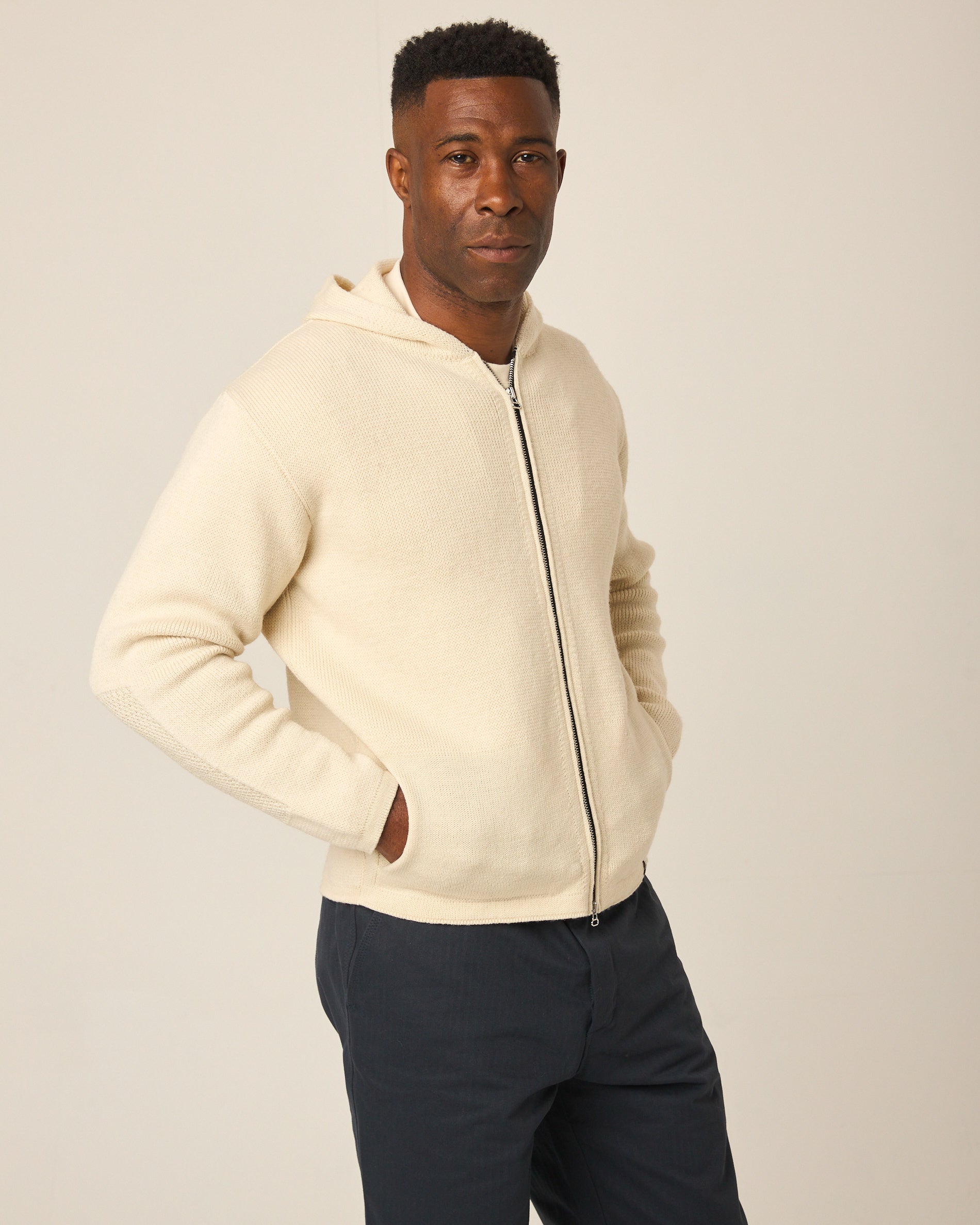Peregrine Marina Knitted Hoodie Strickhoodie Cream Merinowolle