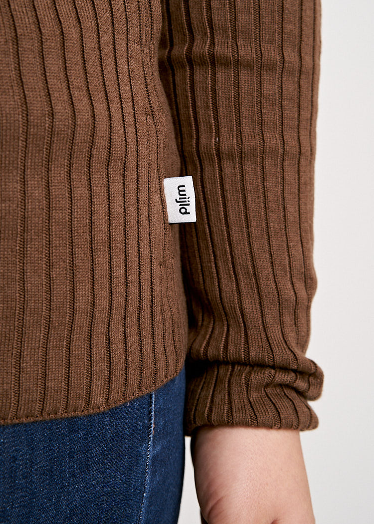 Wijld Rain Drum Rollkragen Strickpullover Damen Lyocell
