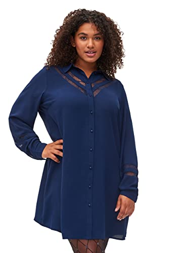 Zizzi T-Shirts Shirt Damen Spitze Knopfleiste Langarm