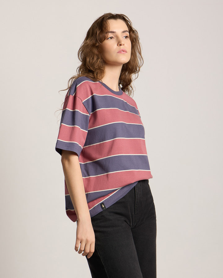 NIKIN TreeShirt Striped T-Shirt Dark Ink-Blush Oversize